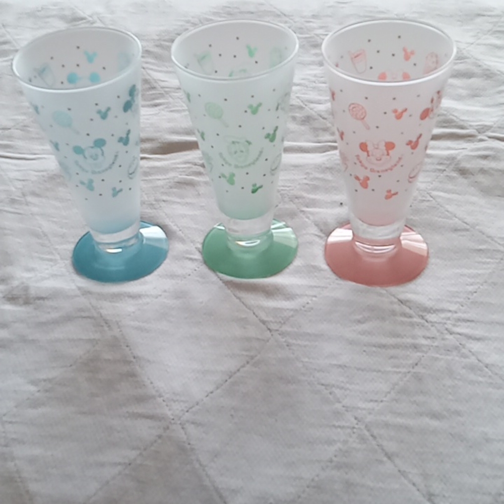 Set of three Tokyo Disney frosted glasses. They measure at about 5 1/2 " each